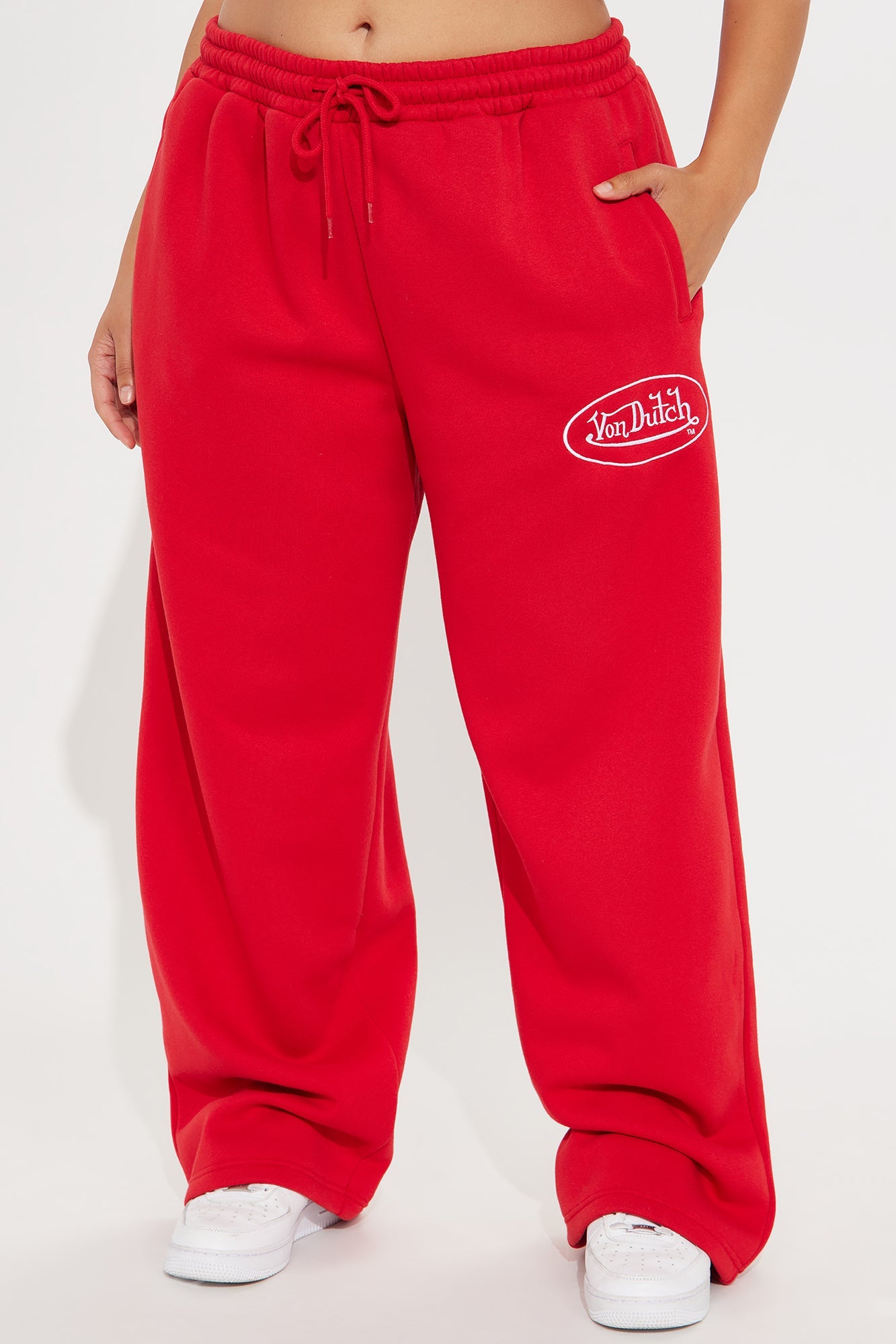 Von Dutch Timeless Wide Leg Pant - Red/White