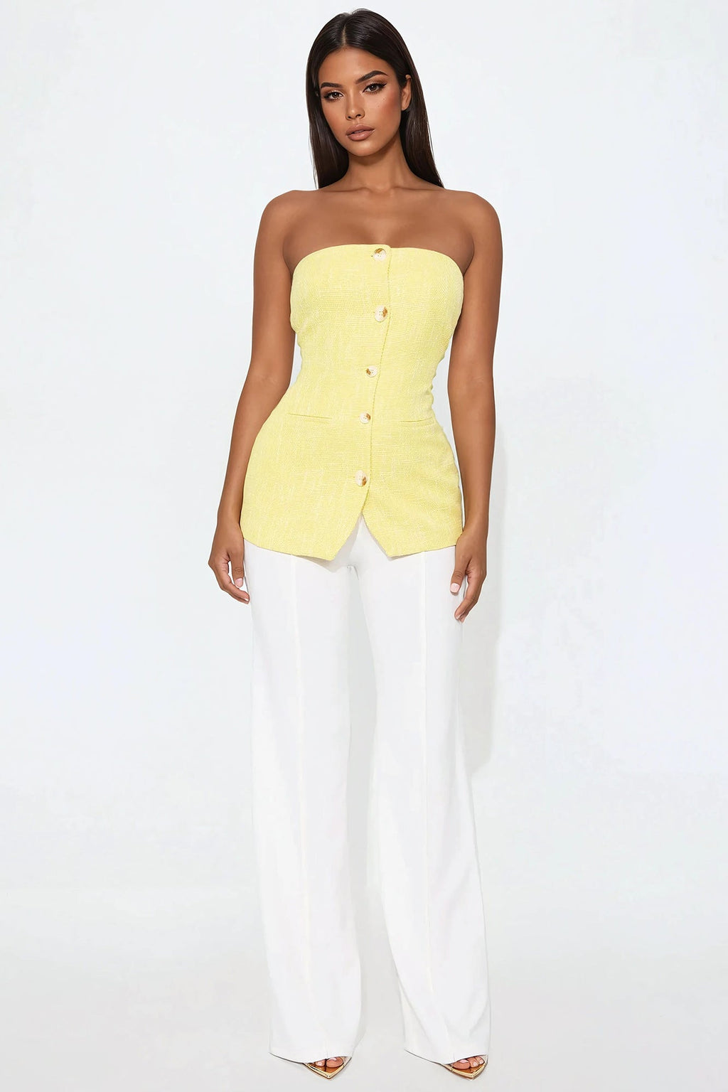 Tailored Taste Tweed Vest - Yellow