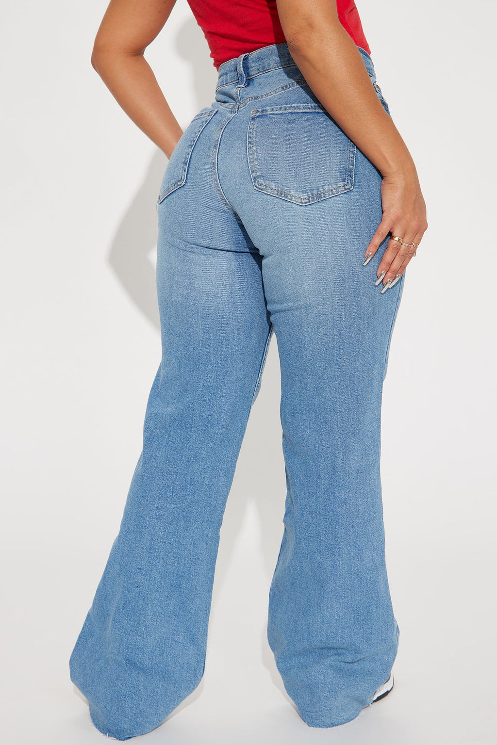 Nova 90's Vintage Stretch Wide Leg Jeans - Light Wash