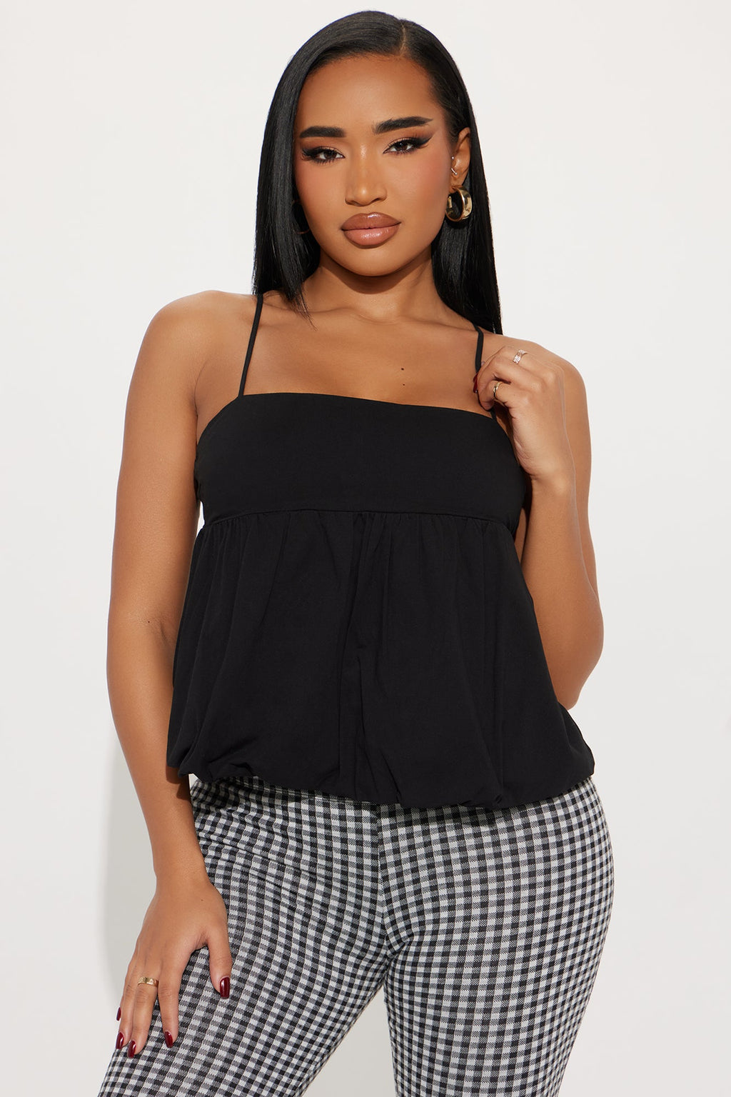 Shenay Bubble Hem Top - Black