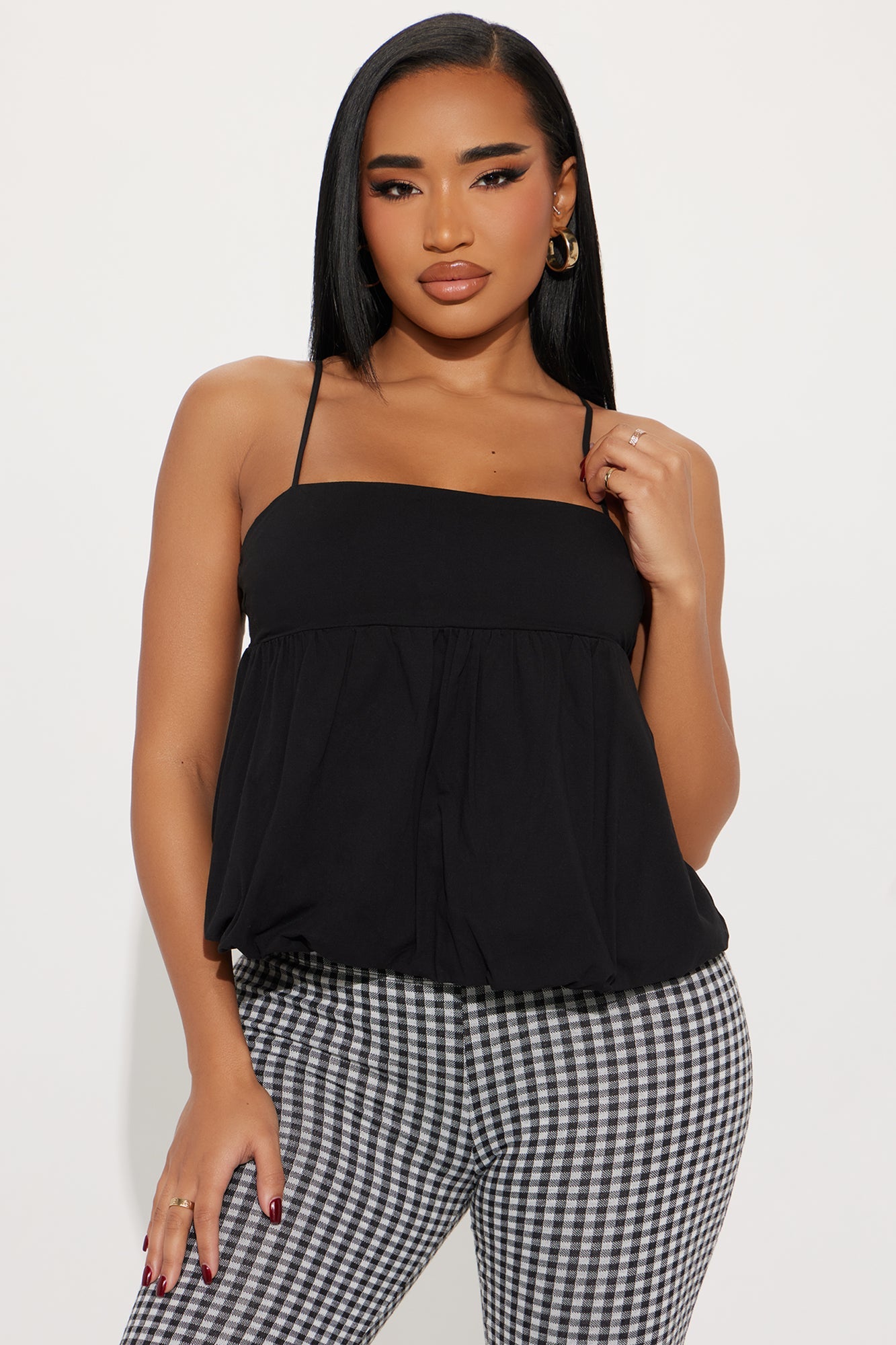 Shenay Bubble Hem Top - Black