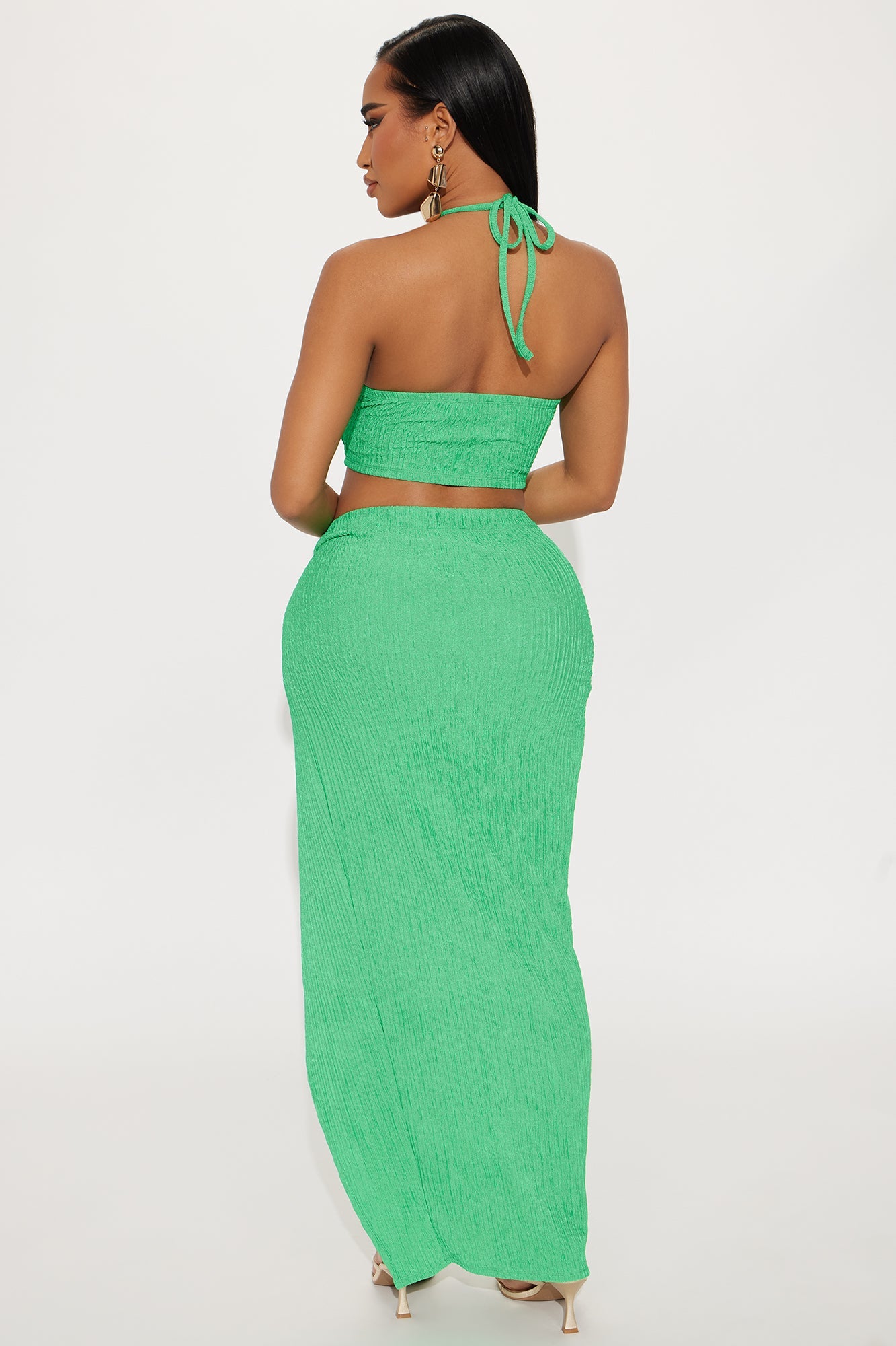 Harper Textured Maxi Skirt Set - Green