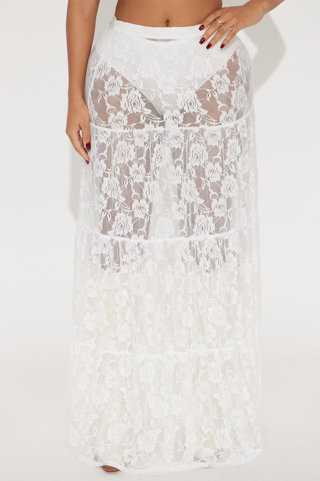 Corrina Lace Tiered Maxi Skirt - Cream