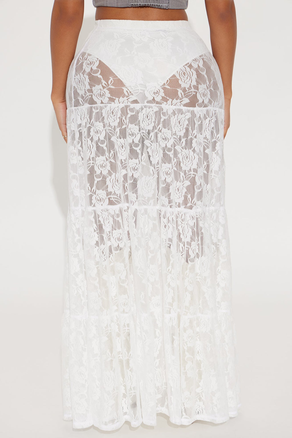 Corrina Lace Tiered Maxi Skirt - Cream