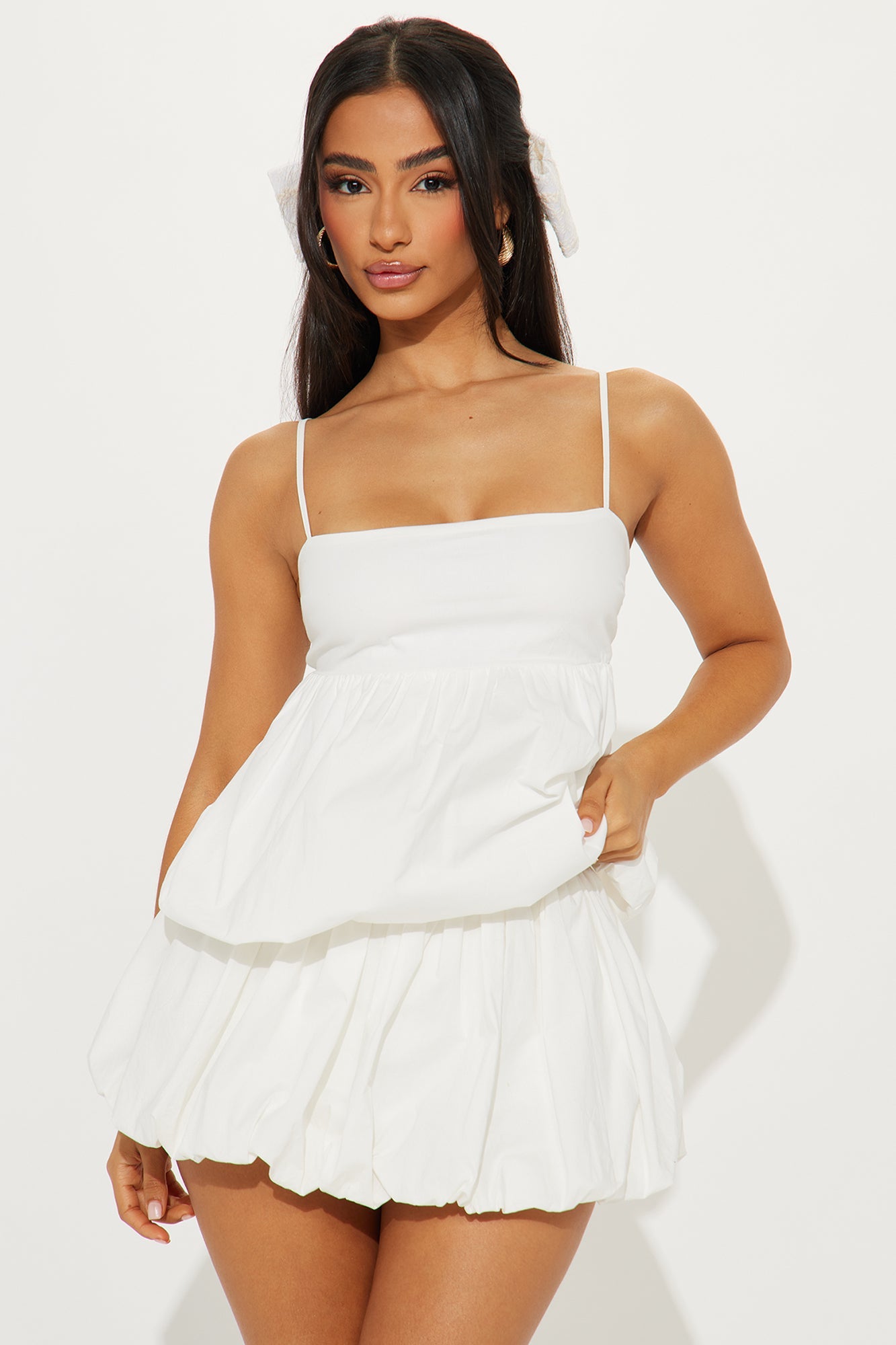 Shenay Bubble Hem Top - White