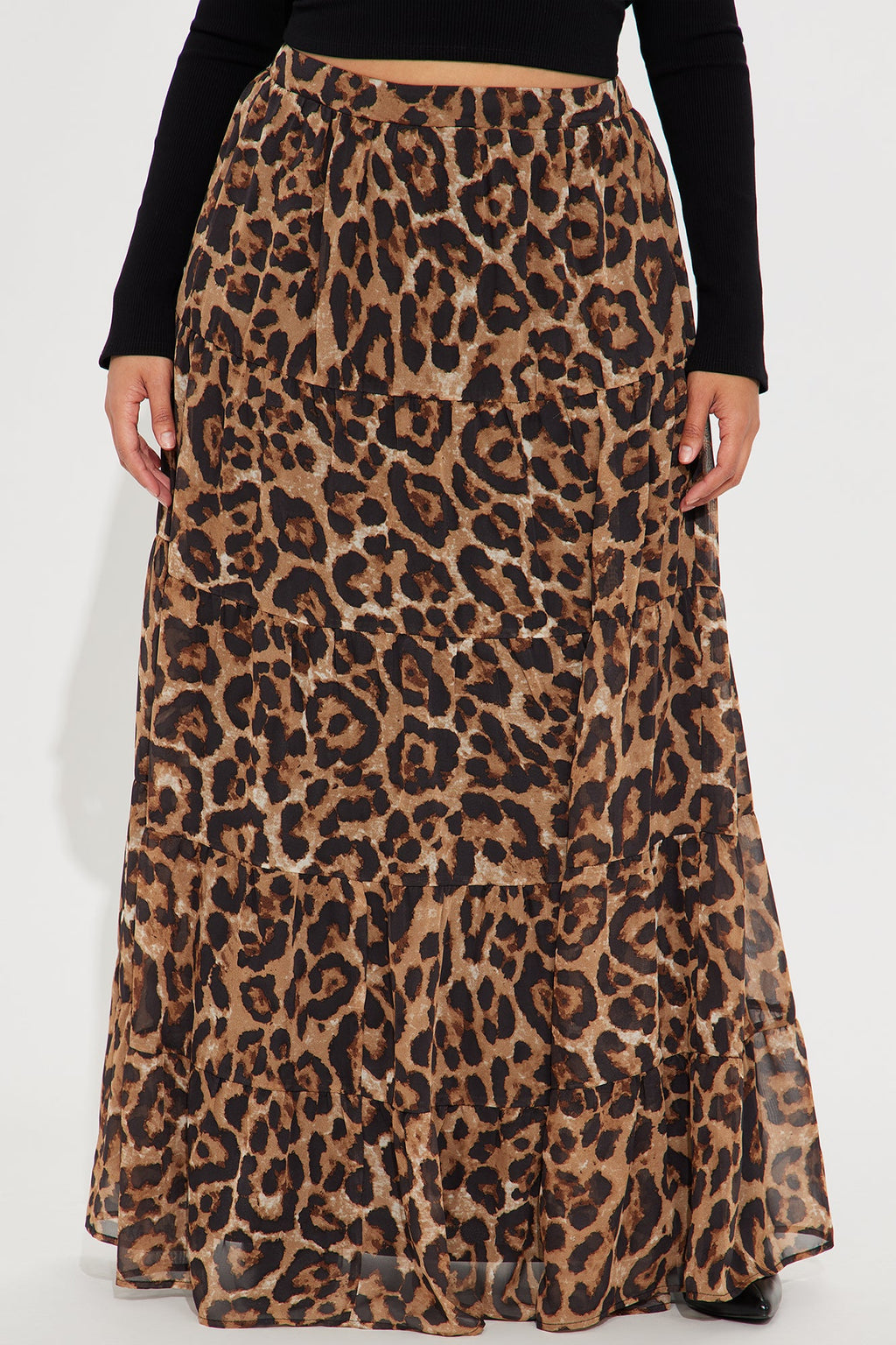 Simona Leopard Tiered Maxi Skirt - Brown/combo