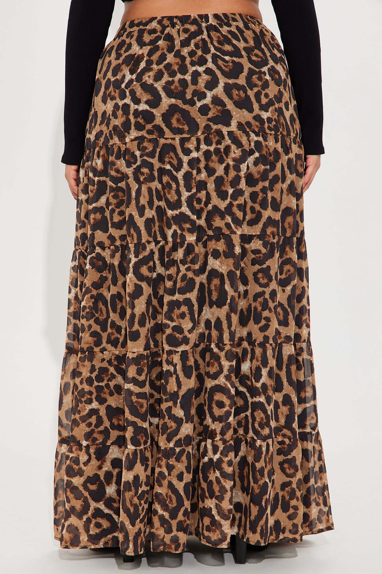 Simona Leopard Tiered Maxi Skirt - Brown/combo