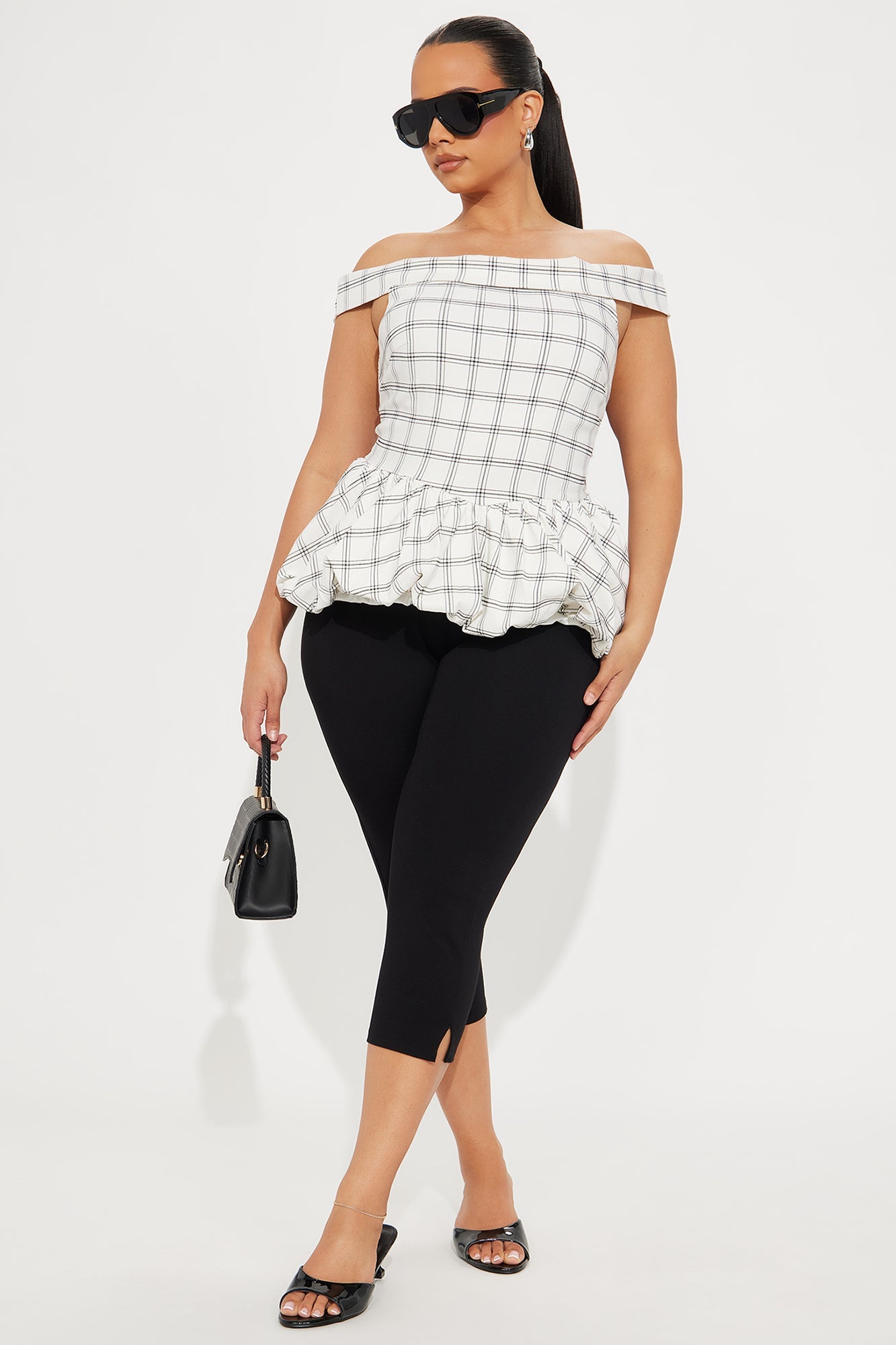 Plaid Princess Bubble Hem Top - White/combo
