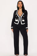 Janice Blazer and Pant Set - Black/White
