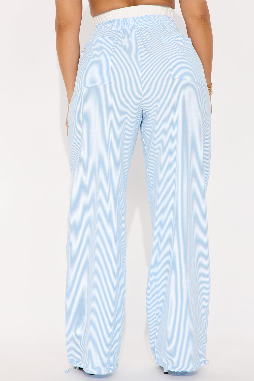 Taylor Striped Wide Leg Jogger - Light Blue