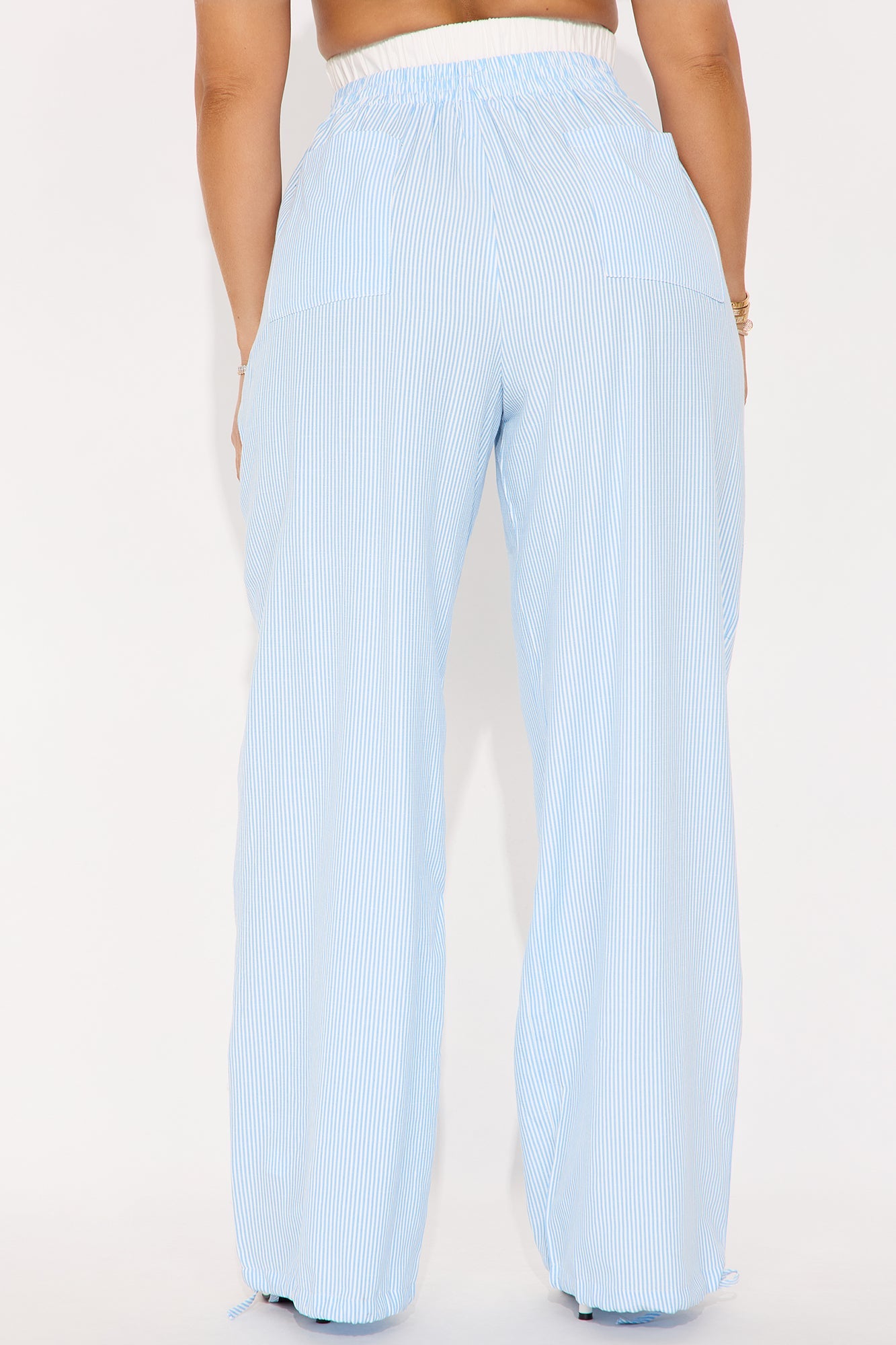 Taylor Striped Wide Leg Jogger - Light Blue