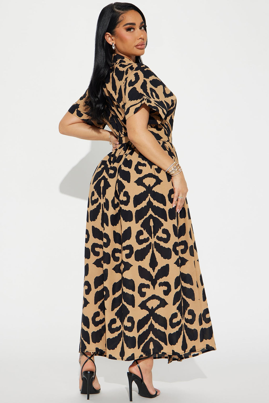 Sahara Short Sleeve Maxi Dress - Brown/combo