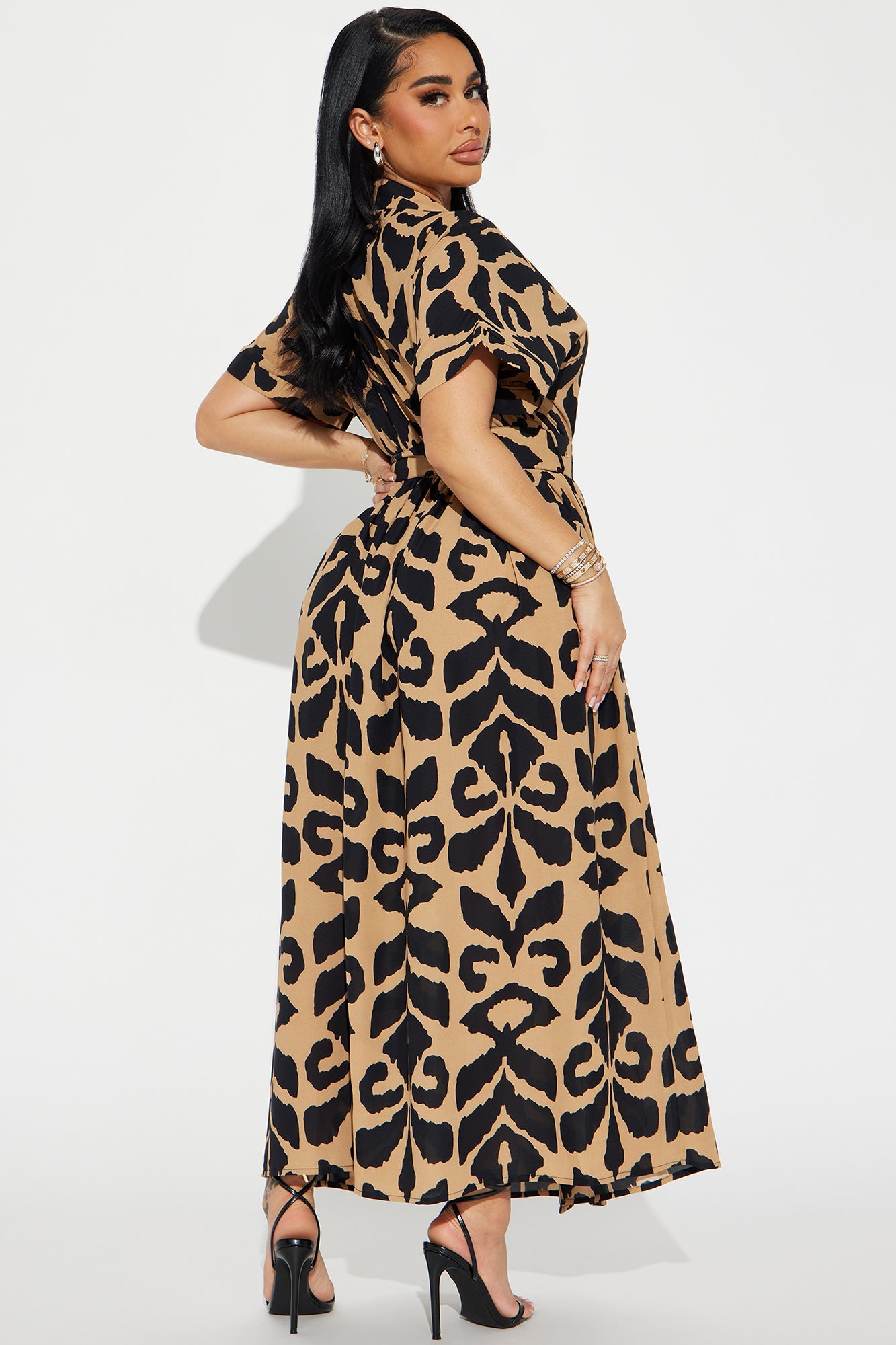 Sahara Short Sleeve Maxi Dress - Brown/combo