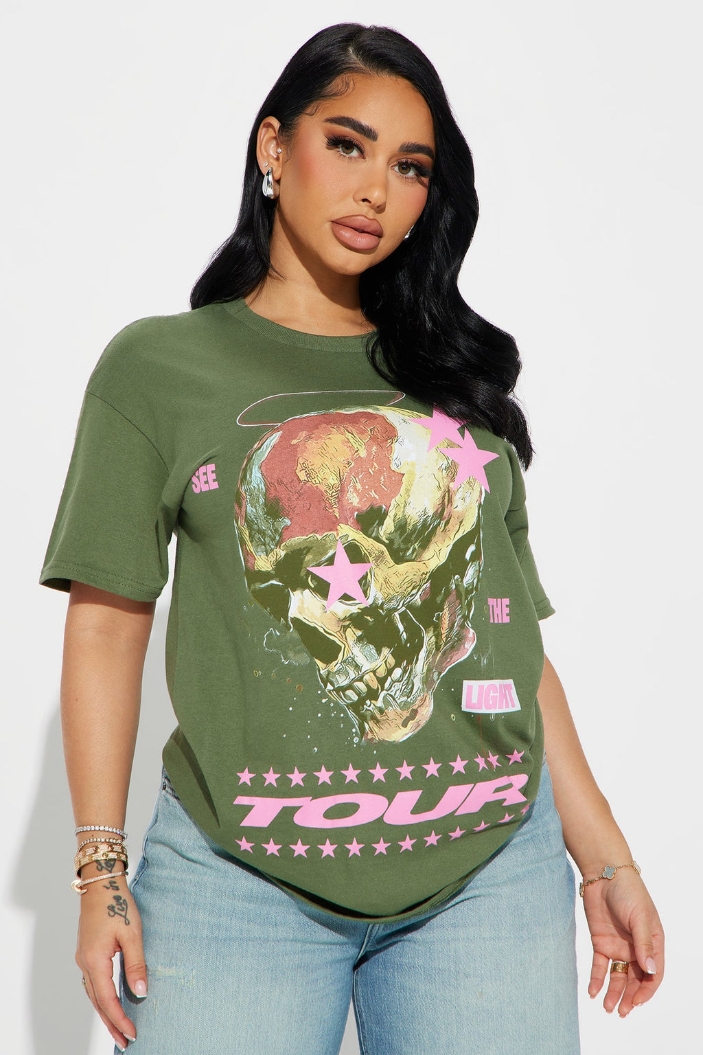 The Light Tour Skull Tee - Olive