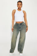 Left Him Speechless Straight Leg Jeans - Vintage Wash