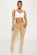 Highly Motivated Stretch Bootcut Jeans - Tan