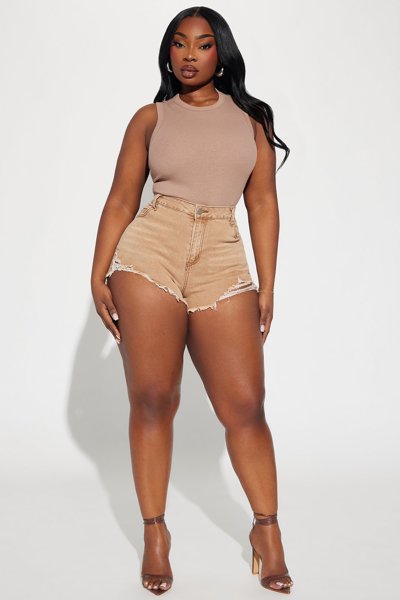 Lily Ribbed Tank - Taupe