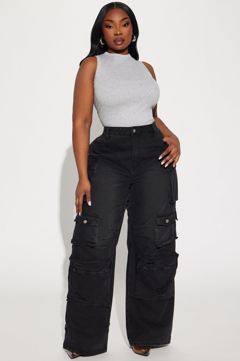 Lily Ribbed Tank - Heather Grey