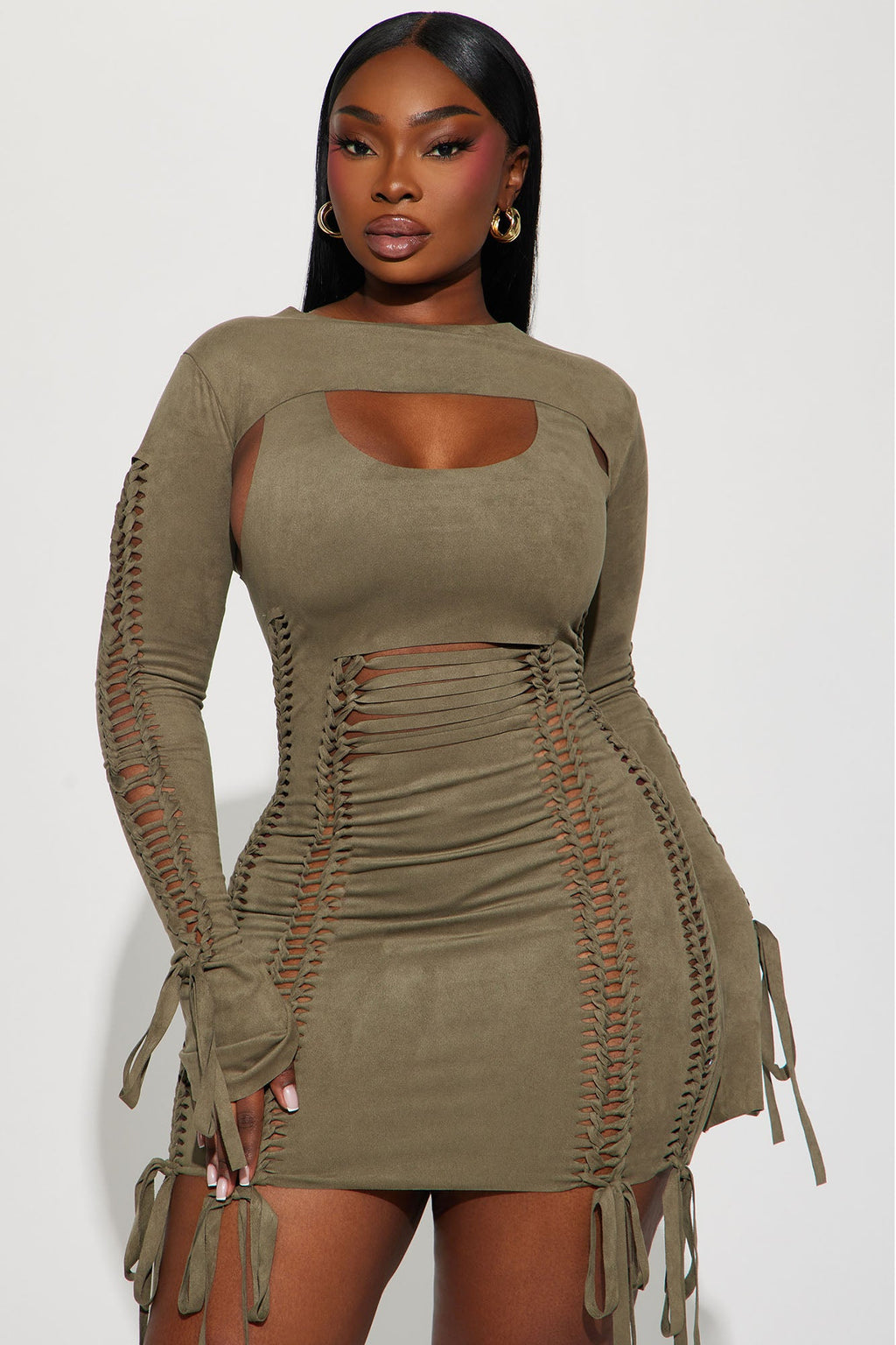Yovanna Mini Dress Set - Olive