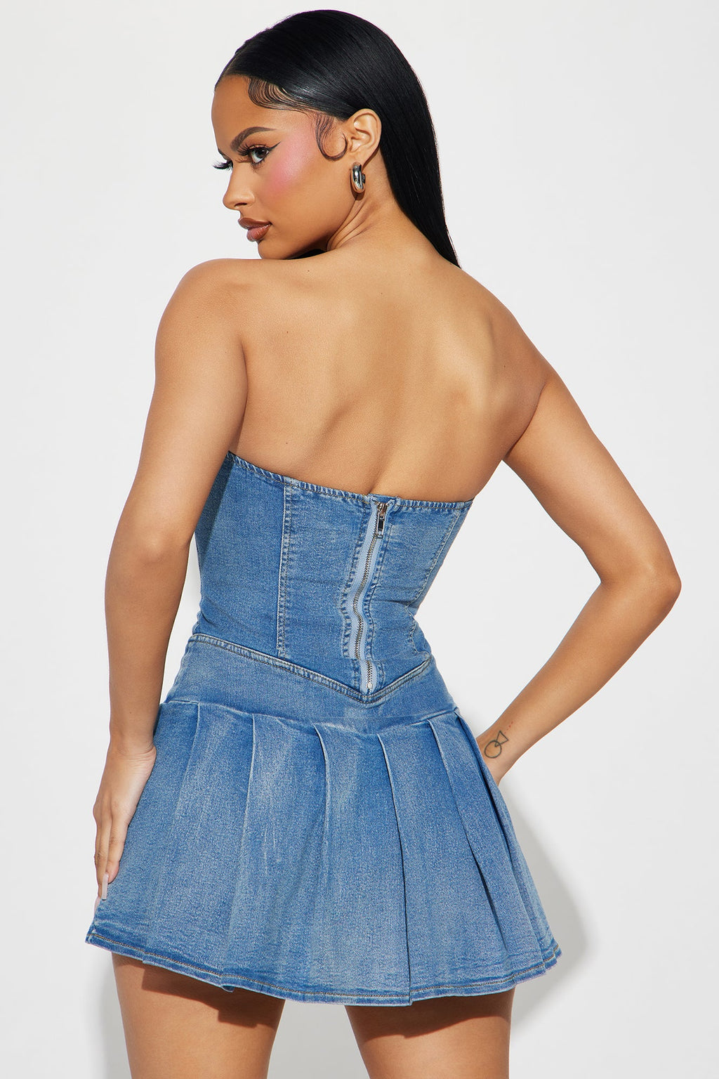 Heather Denim Micro Mini Dress - Blue