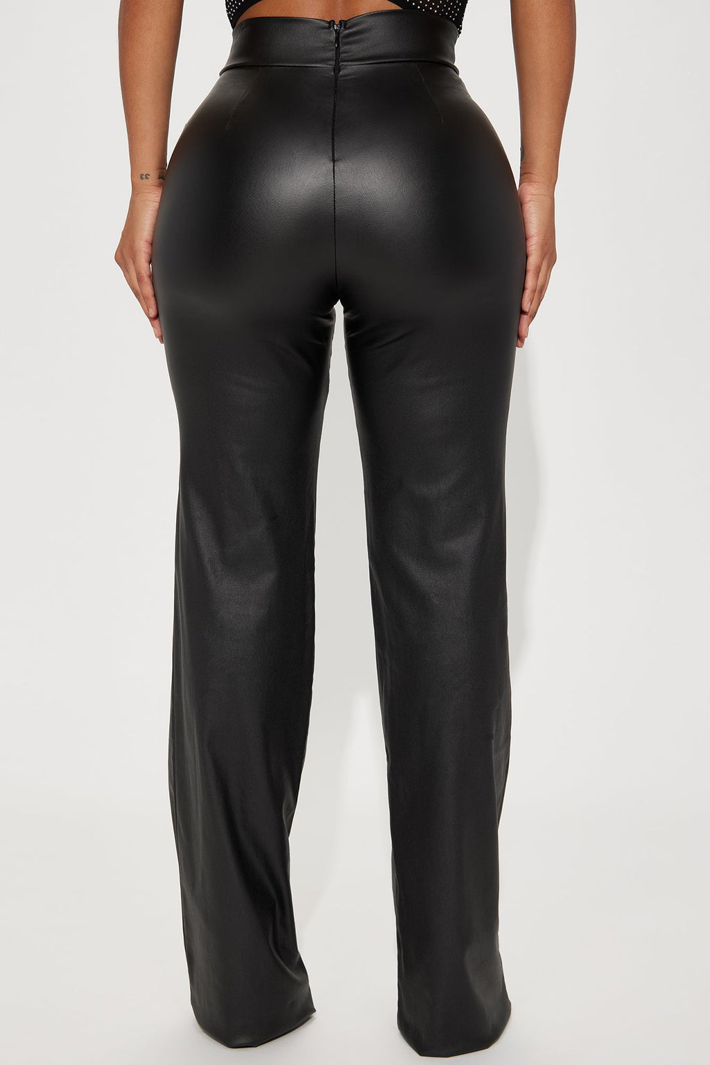 Tall Victoria High Waisted Dress Pants Faux Leather 37 - Black