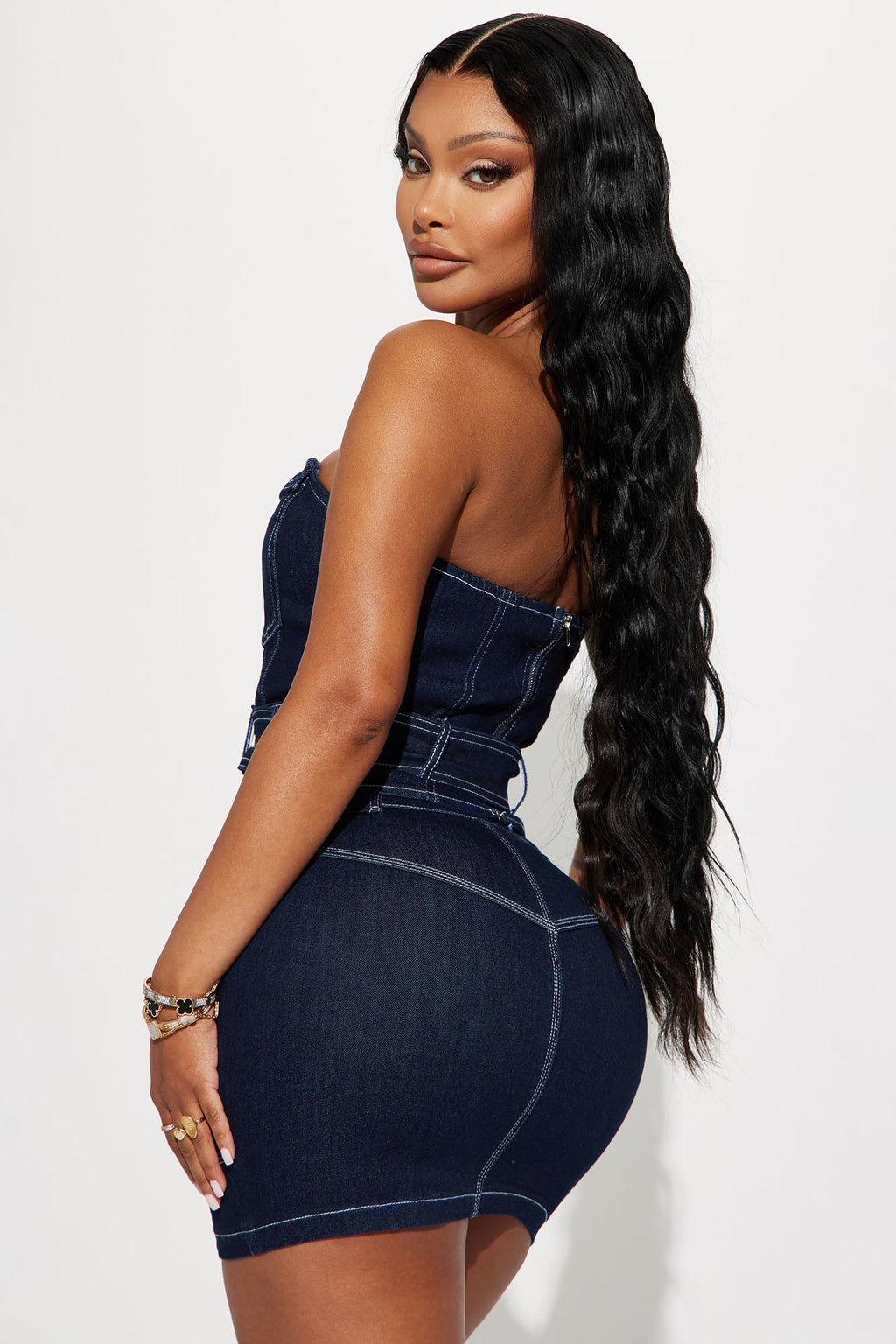 Feeling Perfect Denim Skirt Set - Dark Denim