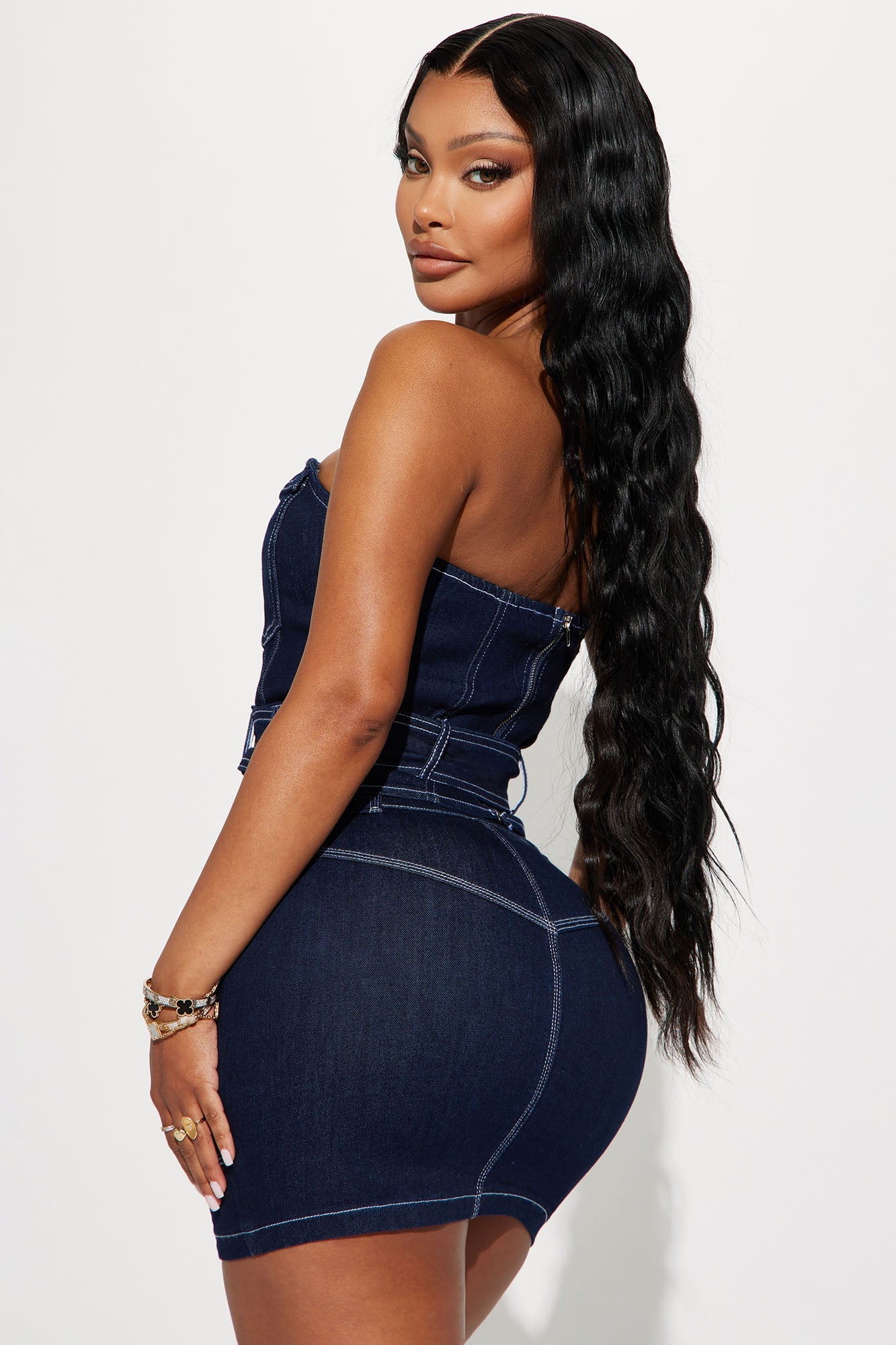 Feeling Perfect Denim Skirt Set - Dark Denim