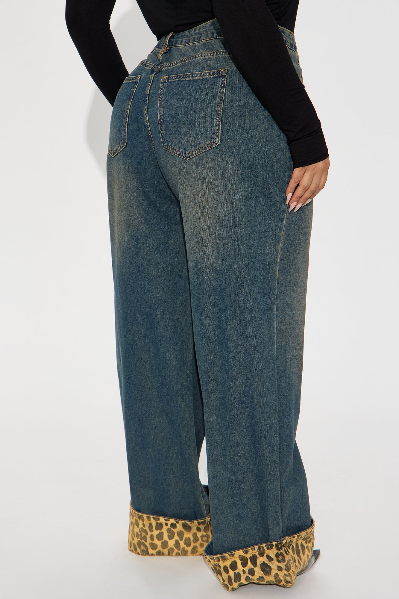 Prowling Around Non Stretch Cuffed Wide Leg Jeans - Vintage Wash