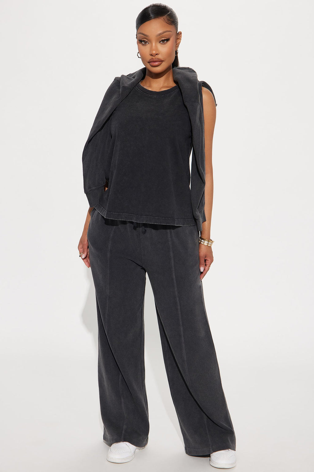 The Washed Loose High Neck Tank - Black