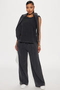 The Washed Loose High Neck Tank - Black