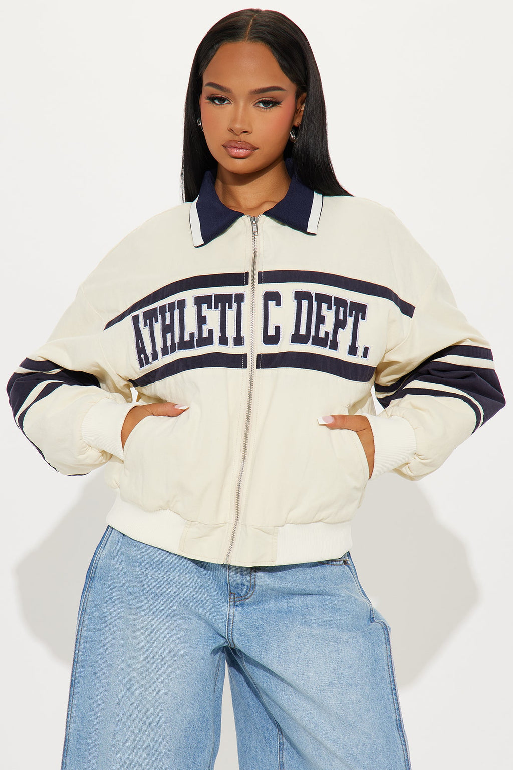 Player One Varsity Jacket - Cream/combo