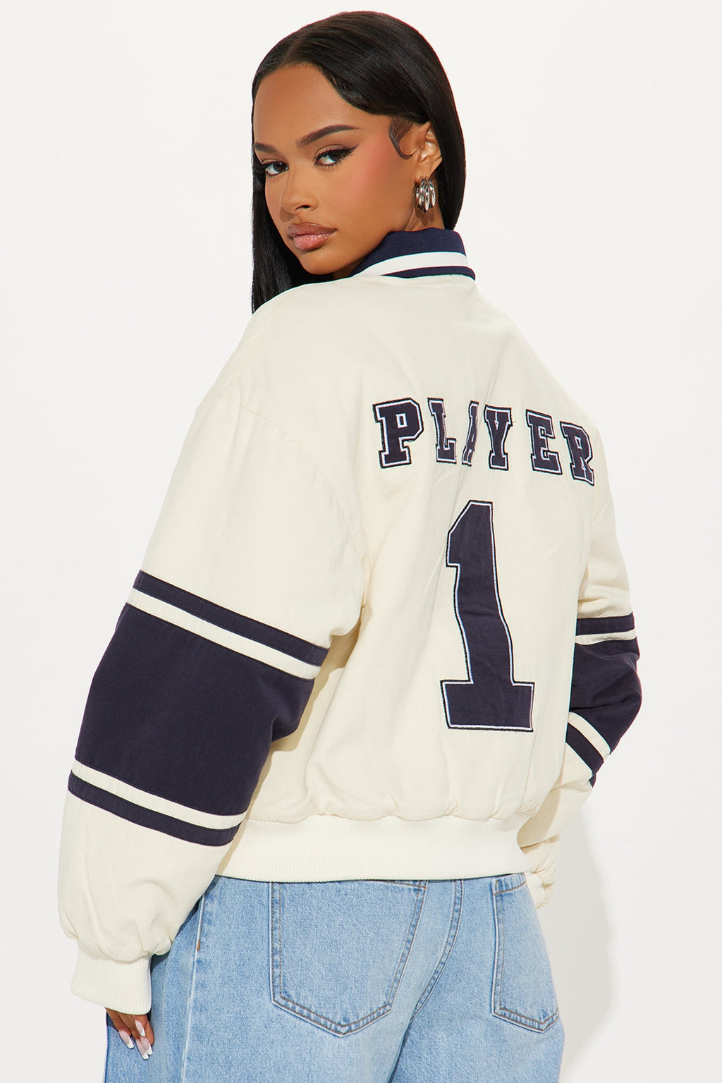 Player One Varsity Jacket - Cream/combo