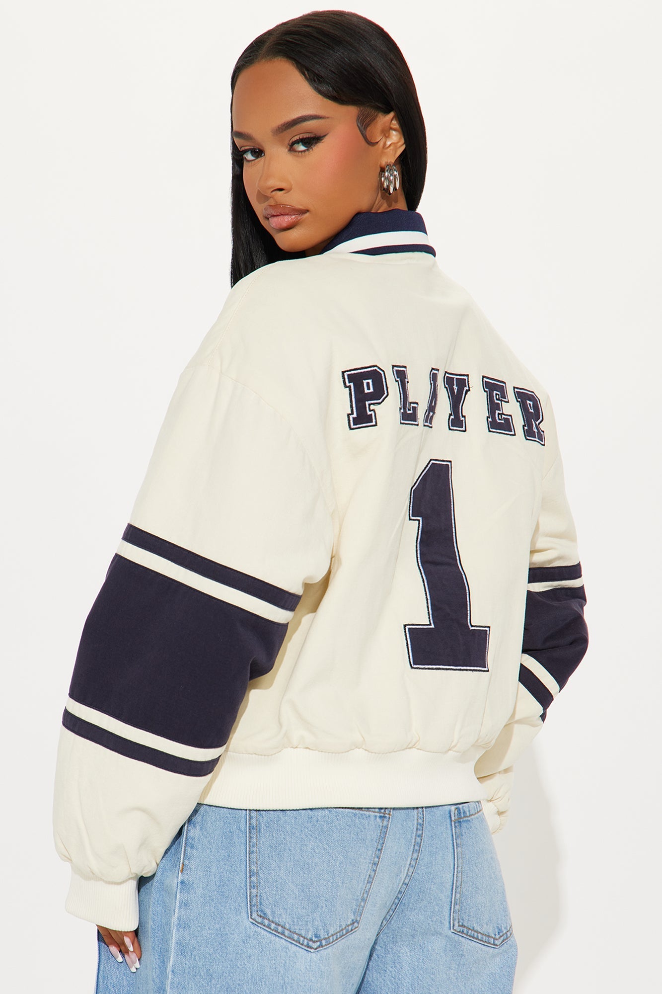 Player One Varsity Jacket - Cream/combo