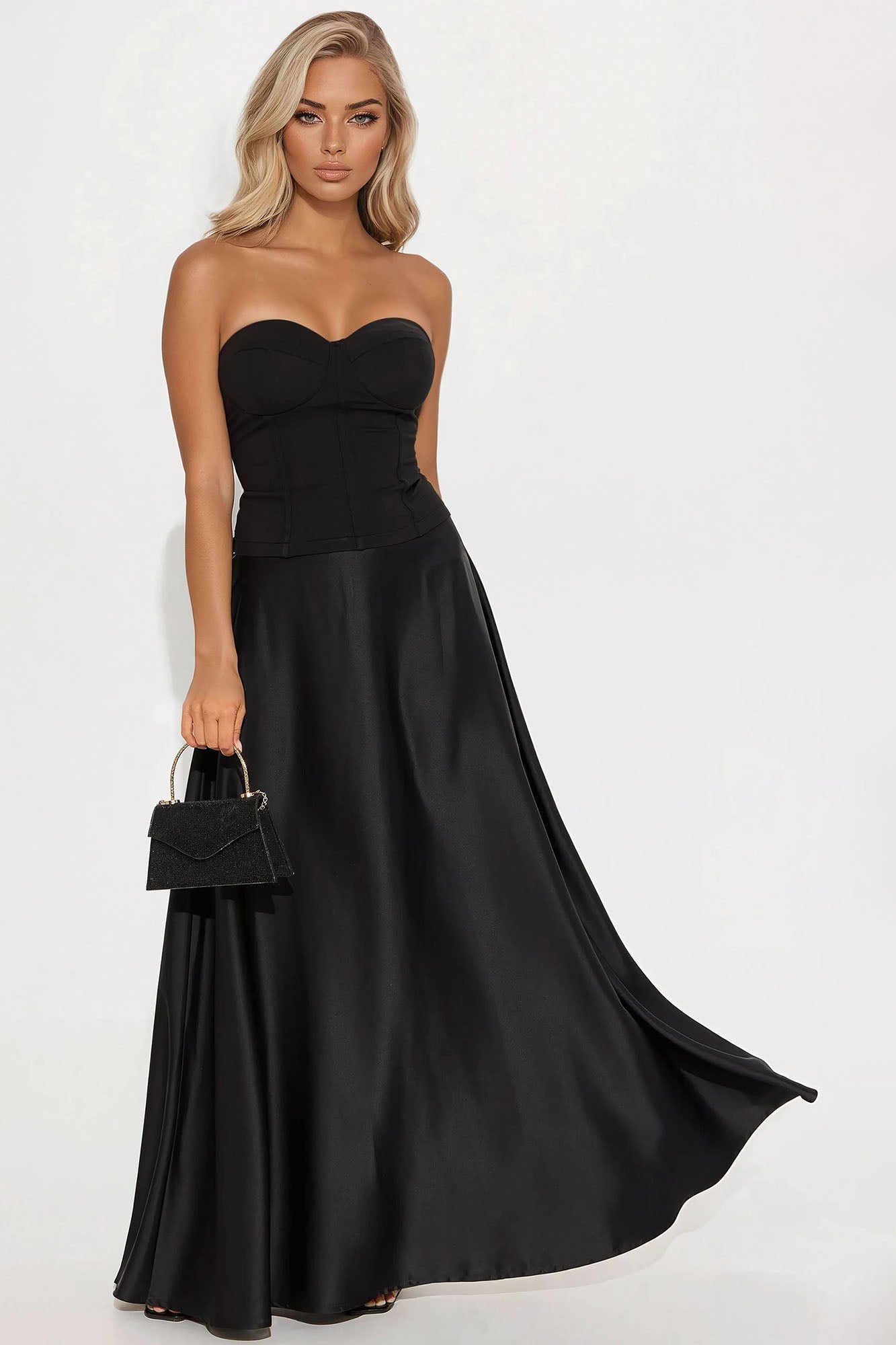 Jalen Satin Maxi Dress - Black