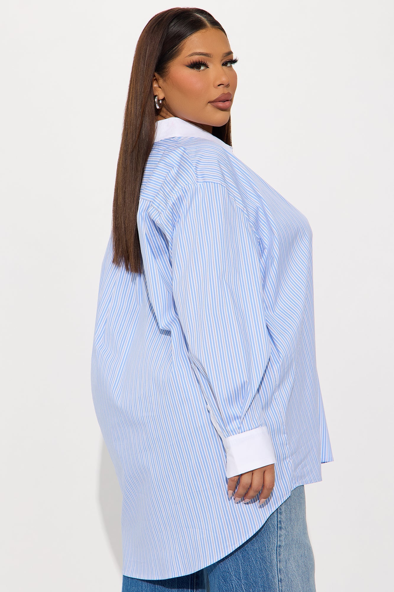 New Lesson Striped Poplin Shirt - White/Blue
