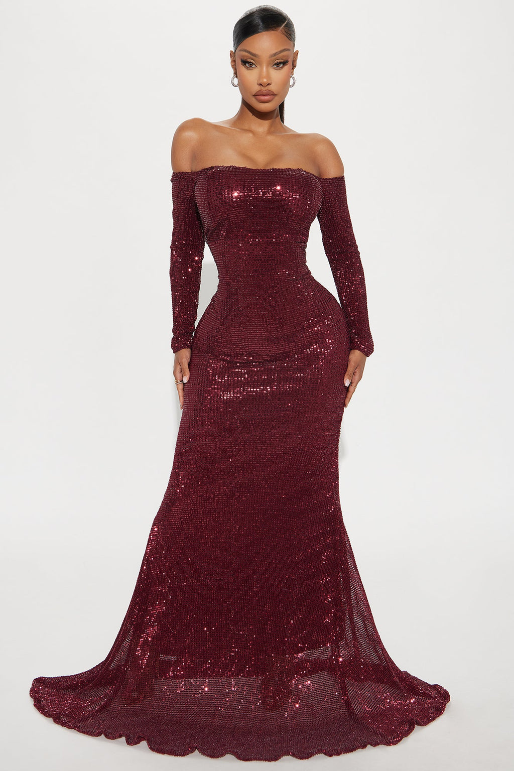 Got Class Sequin Gown - Burgundy