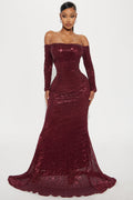 Got Class Sequin Gown - Burgundy