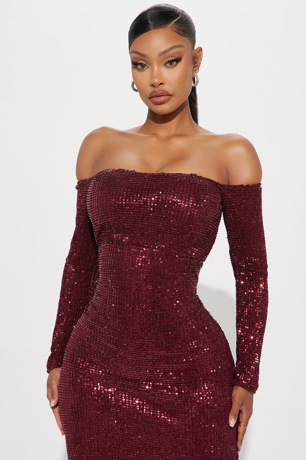 Got Class Sequin Gown - Burgundy