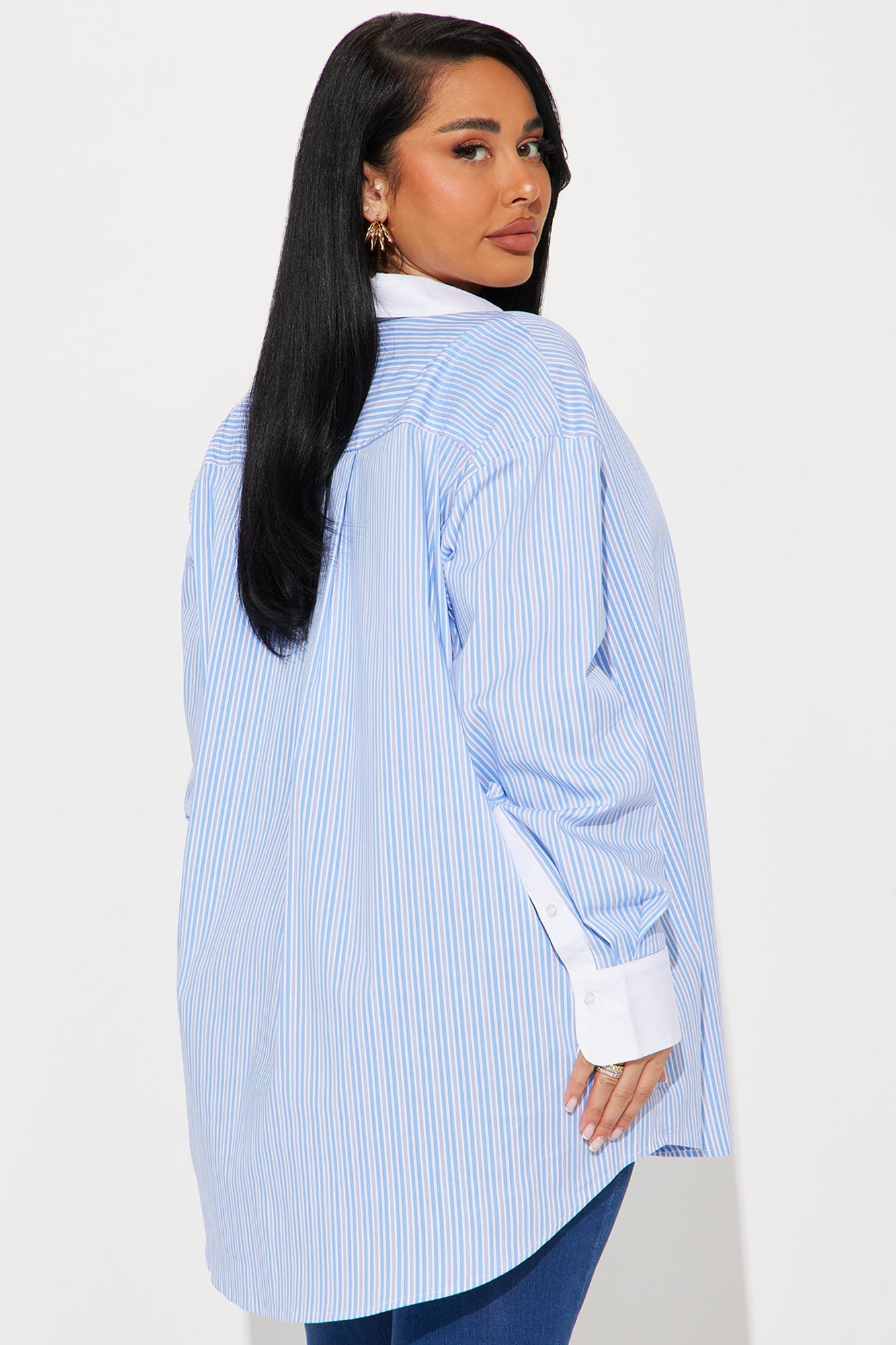 New Lesson Striped Poplin Shirt - White/Blue