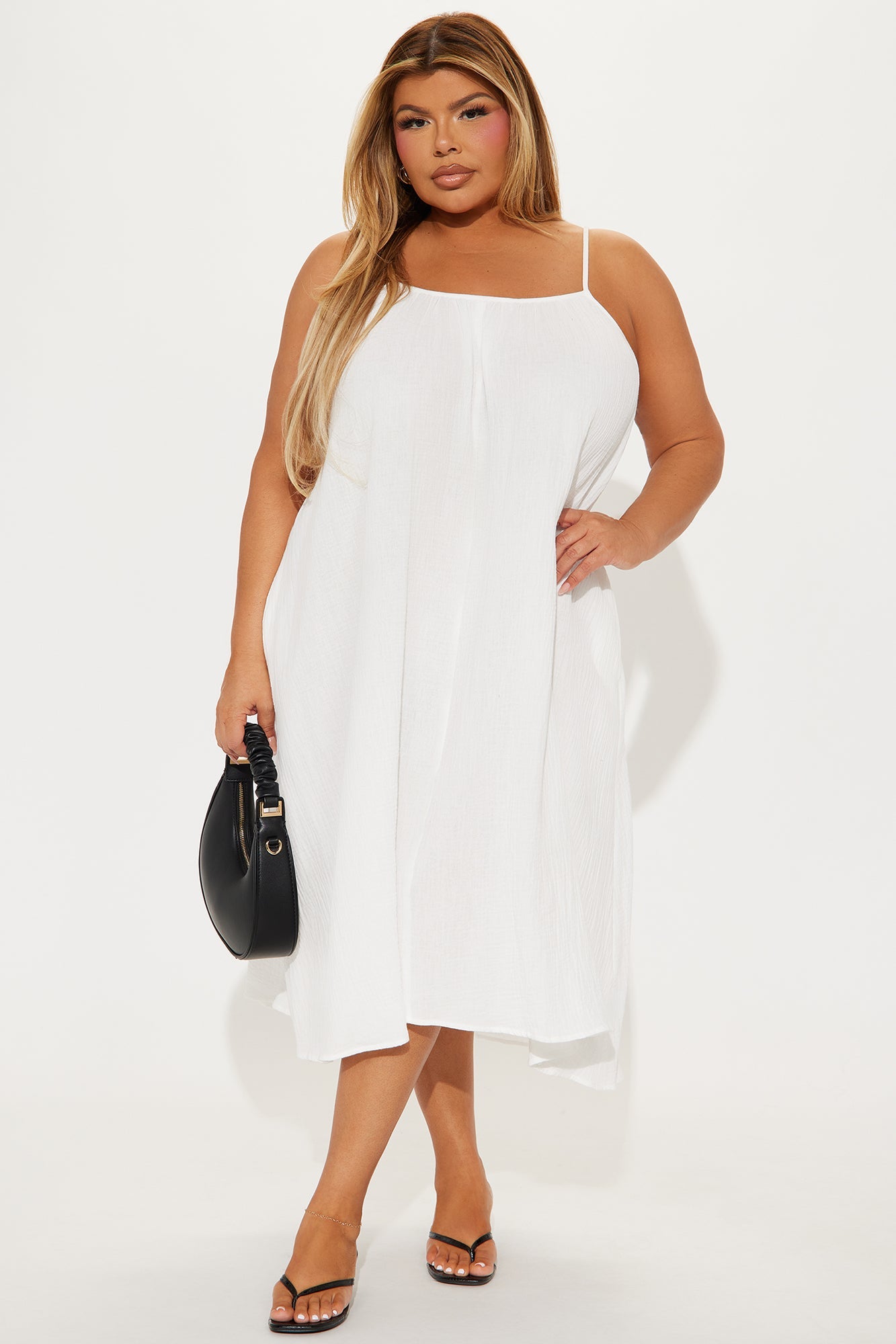 Viola Flowy Gauze Midi Dress - White