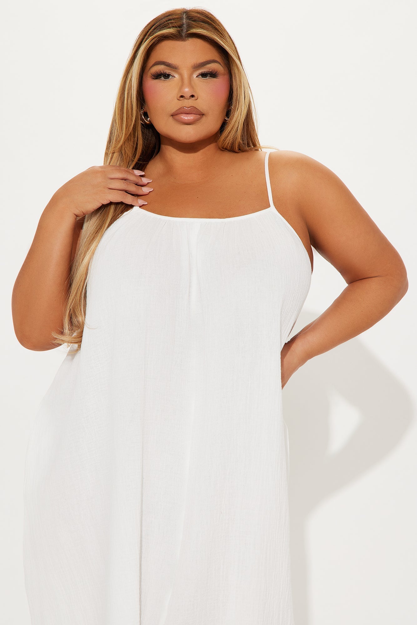 Viola Flowy Gauze Midi Dress - White