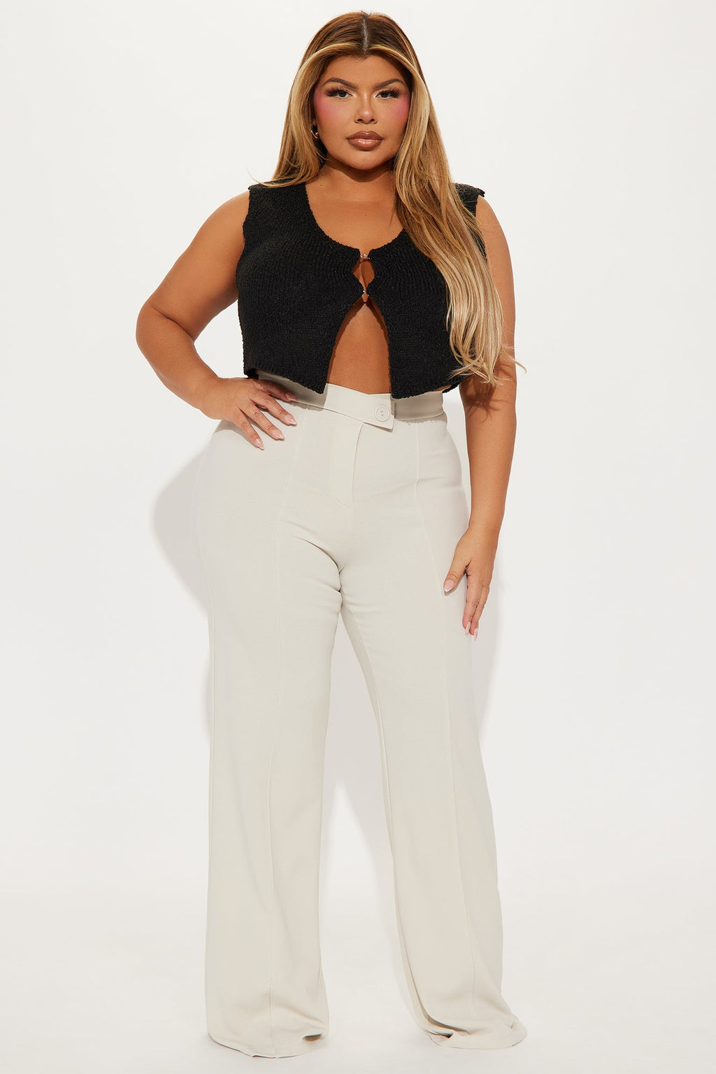 Call It Even Wide Leg Dress Pants - Oatmeal