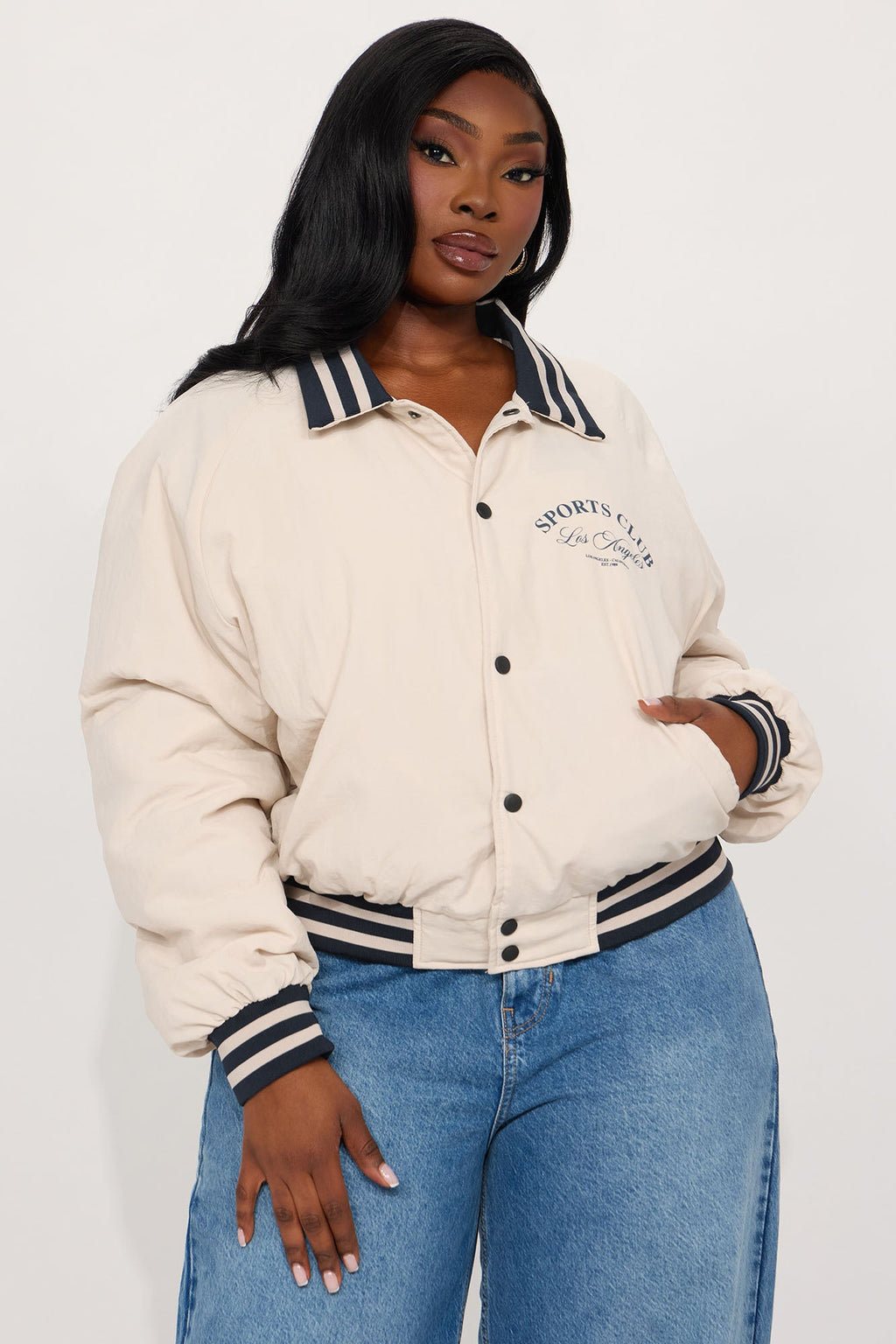Los Angeles Sports Club Varsity Jacket - Cream