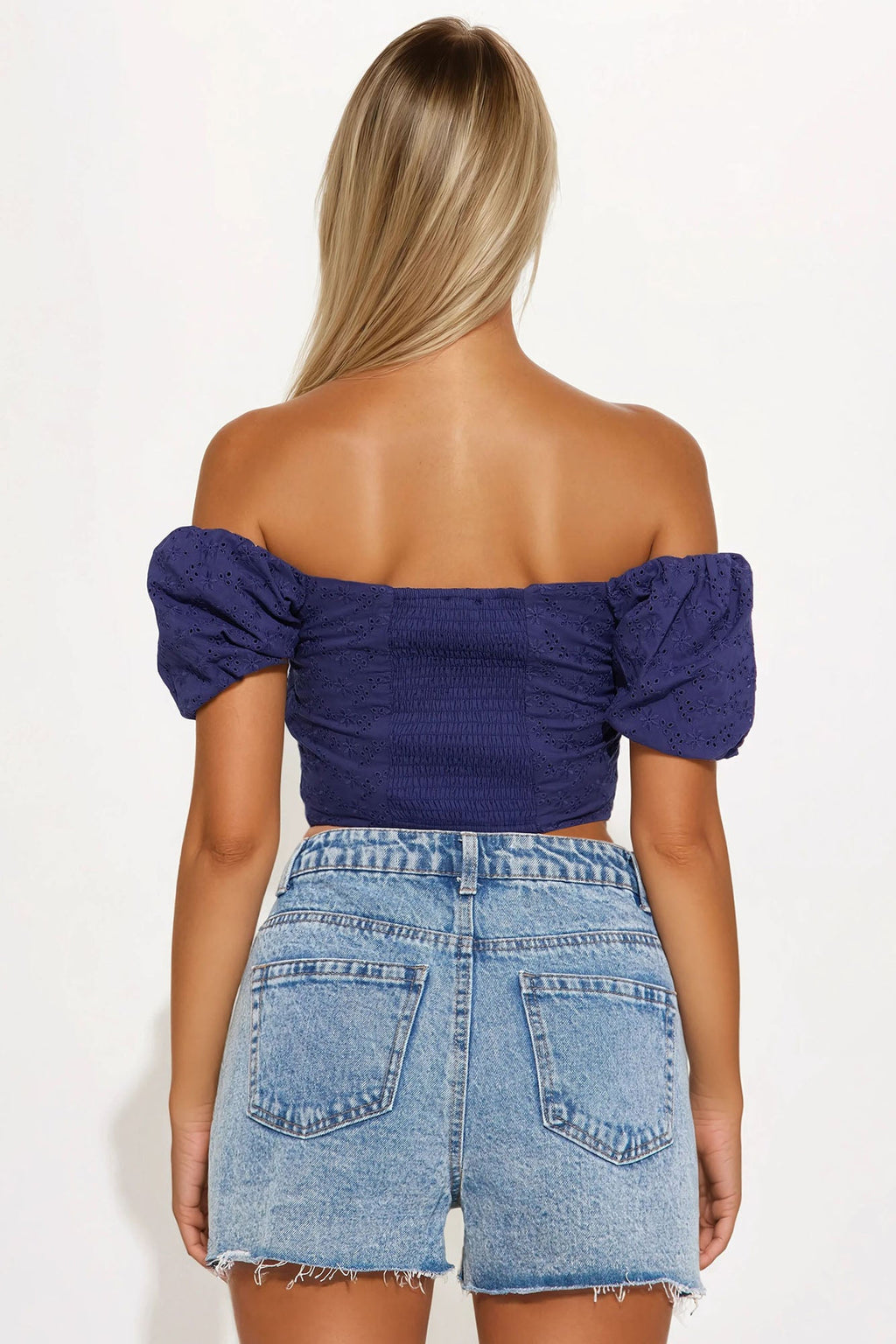 Eliora Eyelet Corset Top - Navy