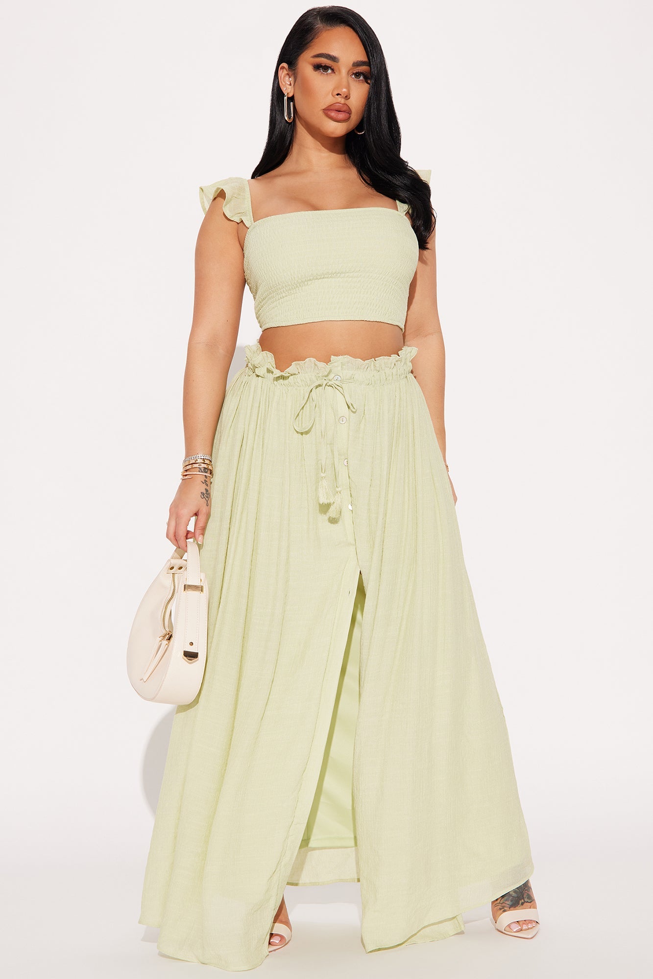 Nicholle Gauze Skirt Set - Sage