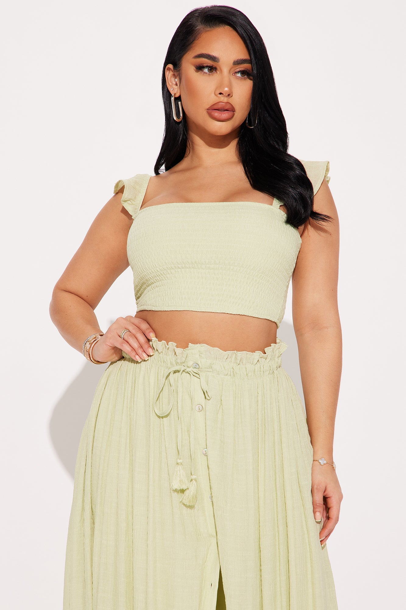 Nicholle Gauze Skirt Set - Sage