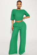 Day Plans Textured Pant Set - Kelly Green