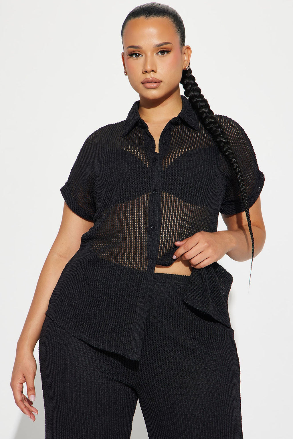 Paradise Livin' Crochet Pant Set - Black