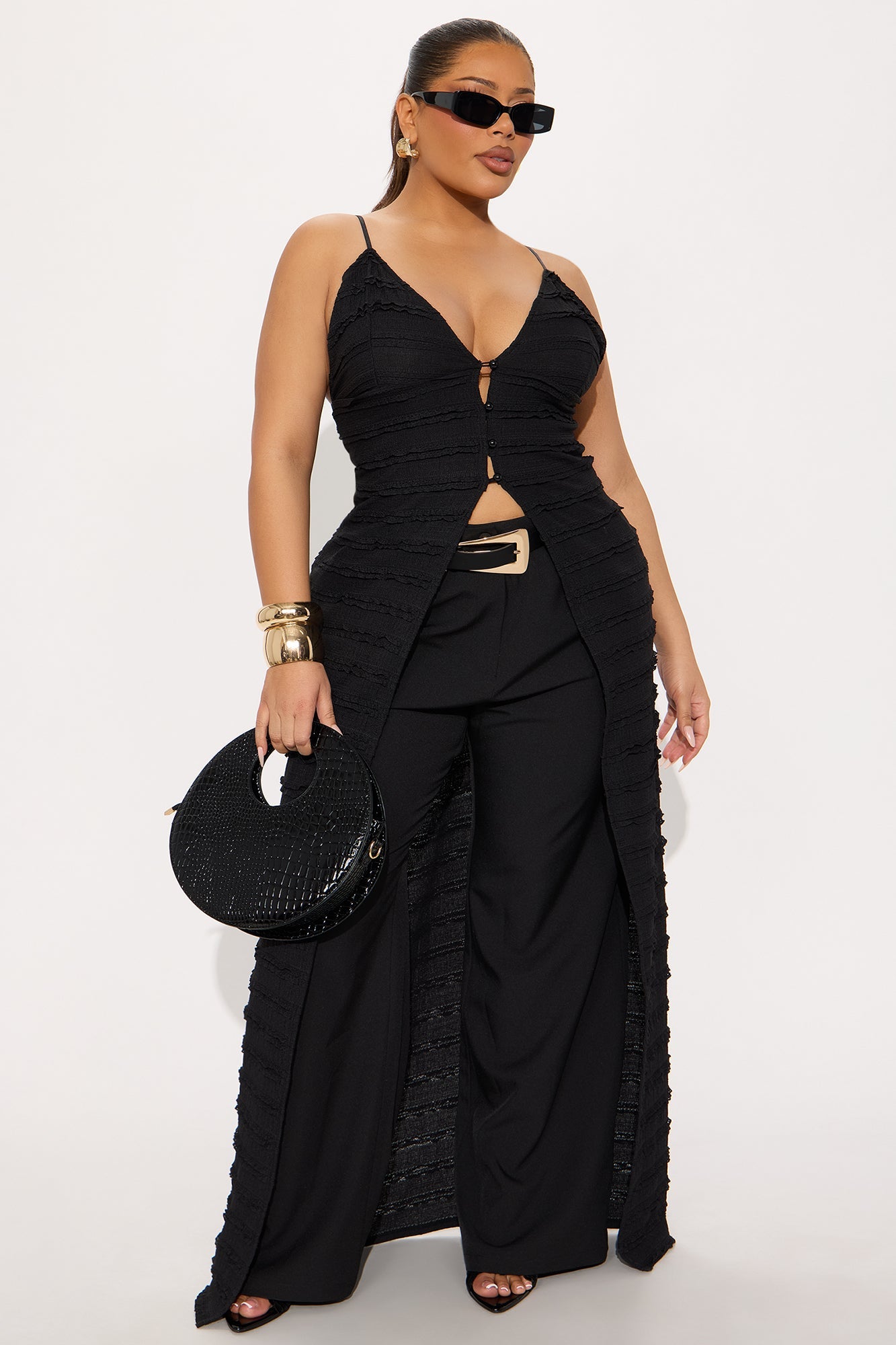 Summer Glow Ruffle Flyaway Maxi Top - Black