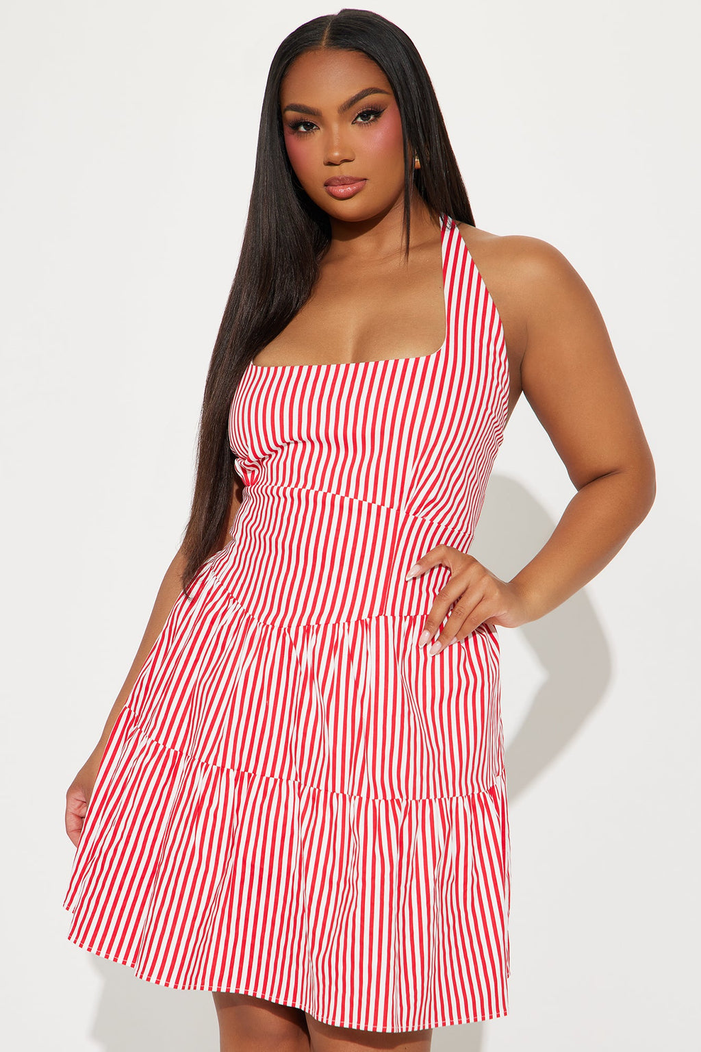 Day At The Fair Striped Mini Dress - Red/combo